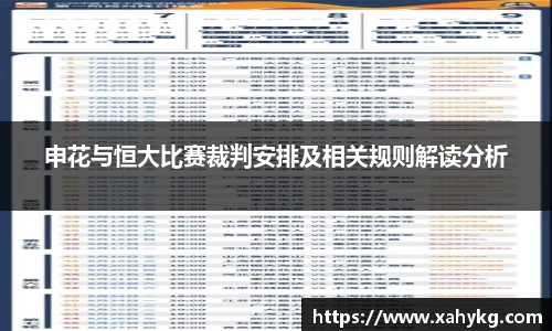 申花与恒大比赛裁判安排及相关规则解读分析