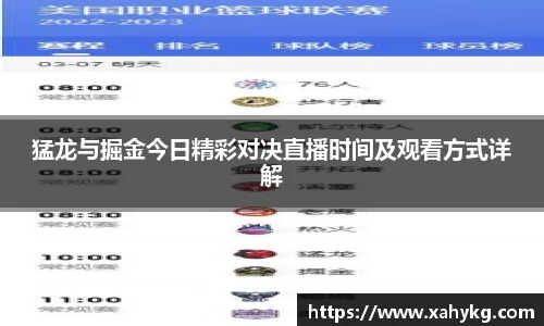 猛龙与掘金今日精彩对决直播时间及观看方式详解